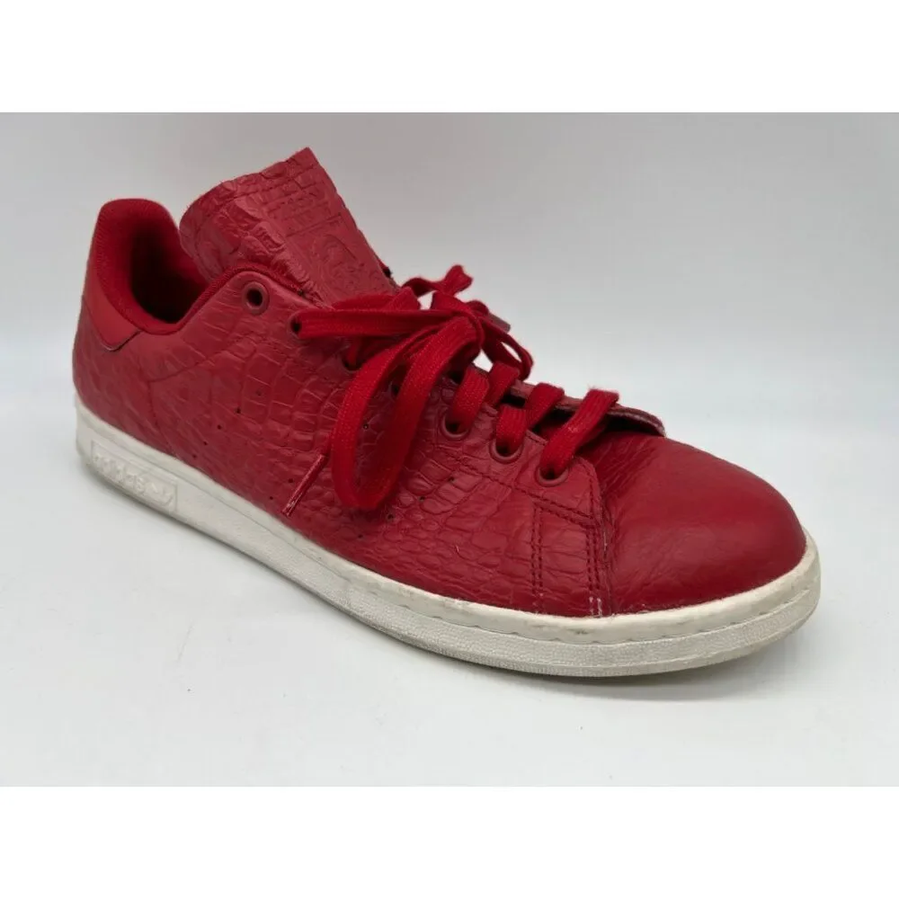Adidas Stan Smith Men Red Snakeskin Print Leather Sneakers Size 11